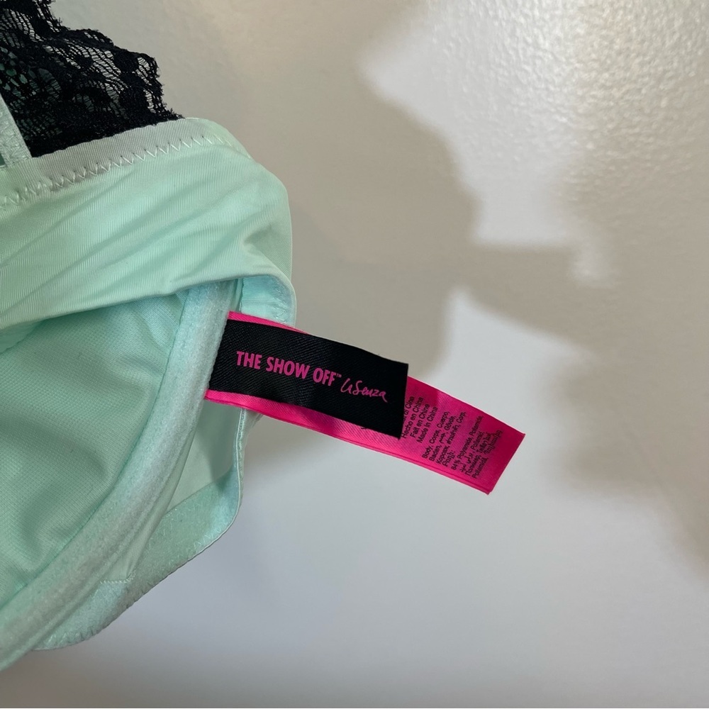 36 D Mint And Black Lacygreen La Senza Front Clip Bra - Picture 5 of 10